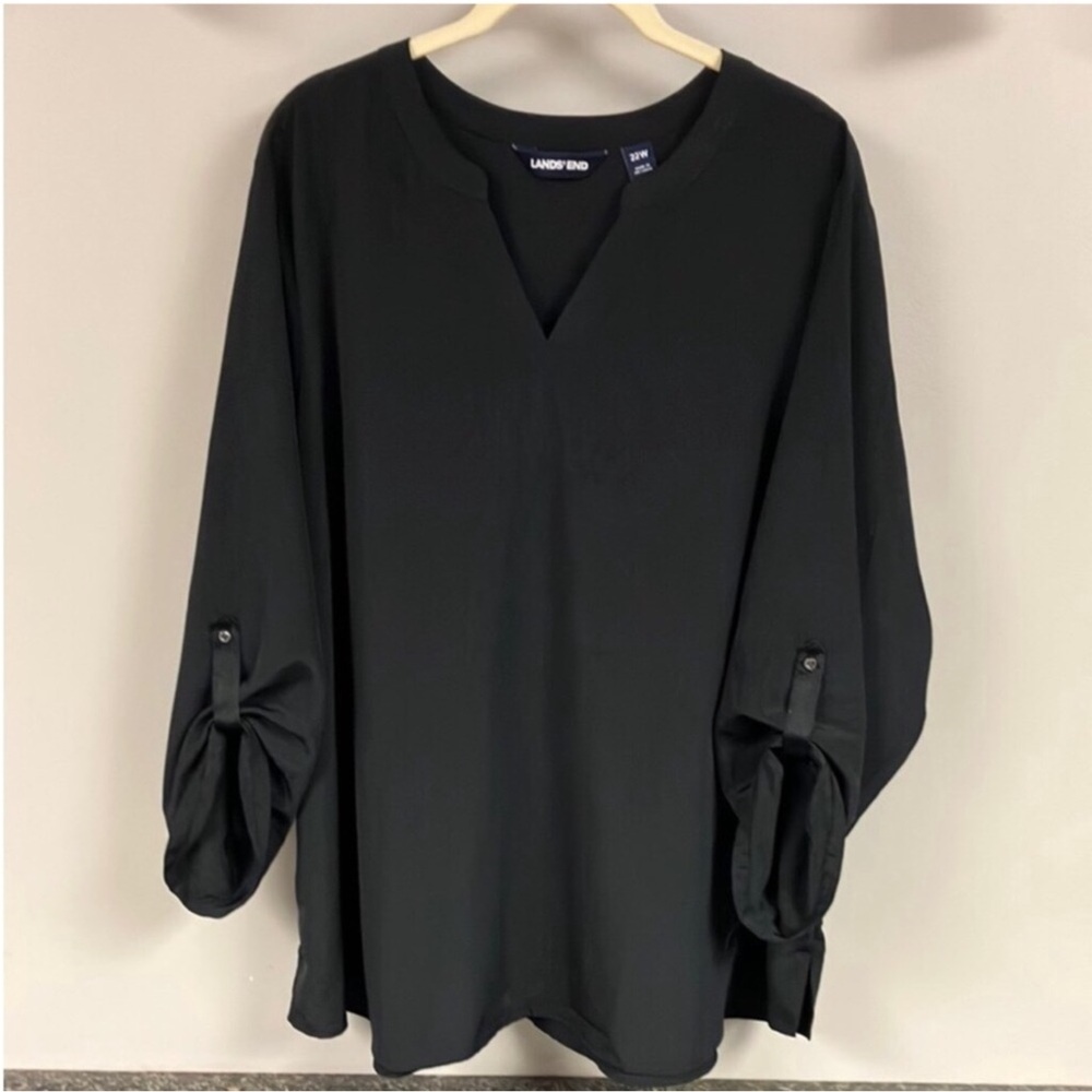 Lands end 22w black tab sleeve shirt